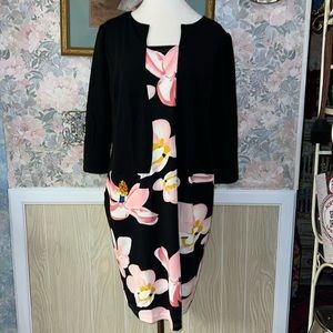 4XL Women's Black & Floral Dress